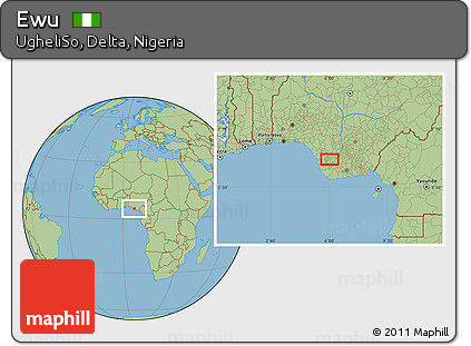 Savanna Style Location Map of Ewu