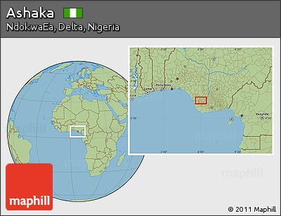 Savanna Style Location Map of Ashaka