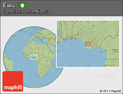 Savanna Style Location Map of Ewu