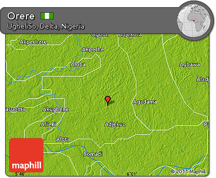 Physical Map of Orere