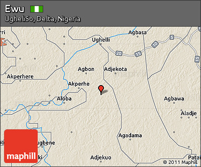 Shaded Relief Map of Ewu