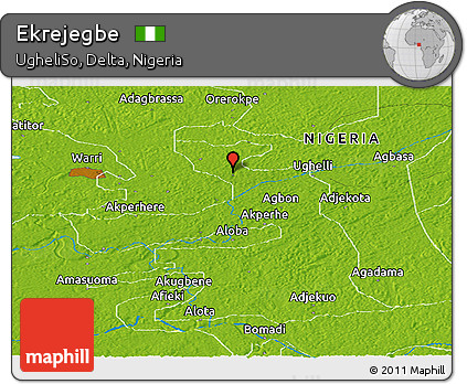 Physical Panoramic Map of Ekrejegbe