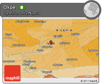 Political Panoramic Map of Okpe