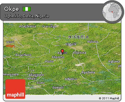 Satellite Panoramic Map of Okpe
