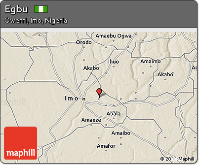 Shaded Relief 3D Map of Egbu