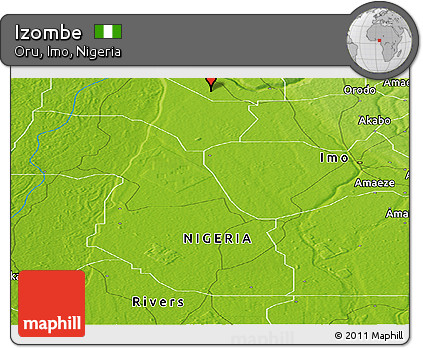 Physical Panoramic Map of Izombe