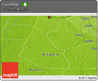 Physical Panoramic Map of Izombe