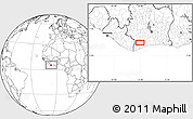 Blank Location Map of the area around 5° 25' 24" N, 6° 43' 29" W