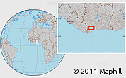 Gray Location Map of the area around 5° 25' 24" N, 6° 43' 29" W