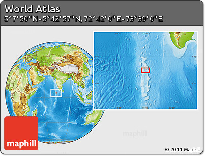 Physical Location Map of the Area around 5° 25' 24" N, 73° 10' 30" E