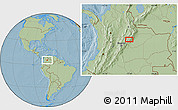 Savanna Style Location Map of Tunja, hill shading