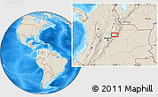 Shaded Relief Location Map of Tunja