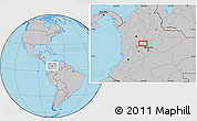Gray Location Map of the area around 5° 25' 24" N, 74° 43' 29" W