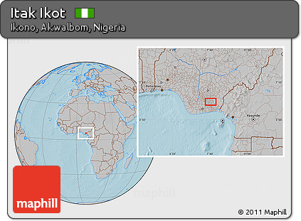 Gray Location Map of Itak Ikot, hill shading