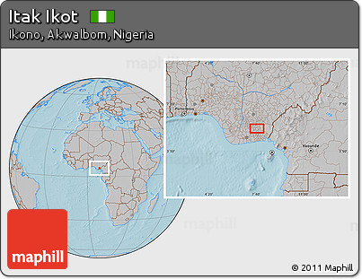 Gray Location Map of Itak Ikot, hill shading