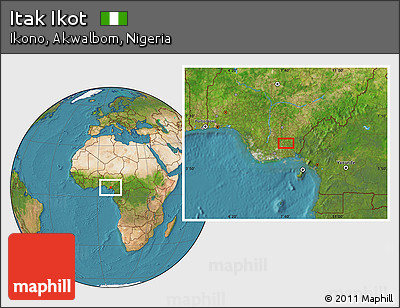 Satellite Location Map of Itak Ikot