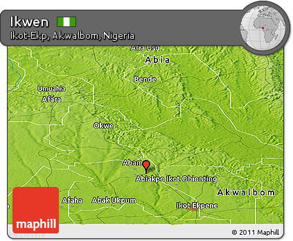 Physical Panoramic Map of Ikwen