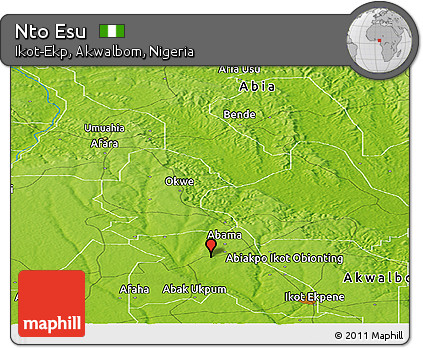 Physical Panoramic Map of Nto Esu