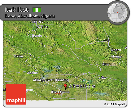 Satellite Panoramic Map of Itak Ikot