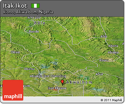 Satellite Panoramic Map of Itak Ikot