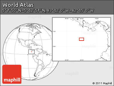 Blank Location Map of the Area around 5° 25' 24" N, 83° 13' 29" W