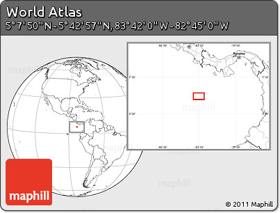 Blank Location Map of the Area around 5° 25' 24" N, 83° 13' 29" W