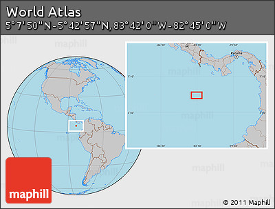 Gray Location Map of the Area around 5° 25' 24" N, 83° 13' 29" W