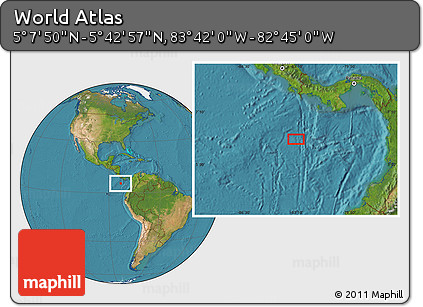 Satellite Location Map of the Area around 5° 25' 24" N, 83° 13' 29" W