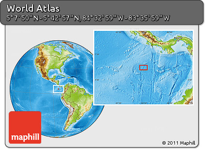 Physical Location Map of the Area around 5° 25' 24" N, 84° 4' 29" W