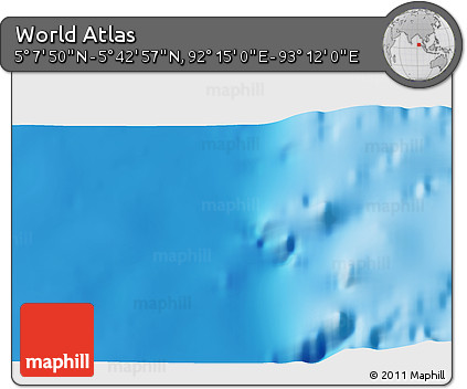 Physical 3D Map of the Area around 5° 25' 24" N, 92° 43' 29" E