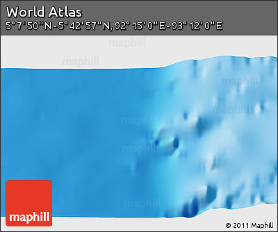 Physical 3D Map of the Area around 5° 25' 24" N, 92° 43' 29" E