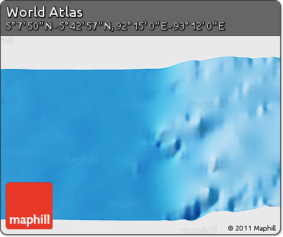 Physical 3D Map of the Area around 5° 25' 24" N, 92° 43' 29" E