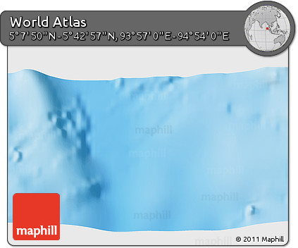 Shaded Relief 3D Map of the Area around 5° 25' 24" N, 94° 25' 30" E