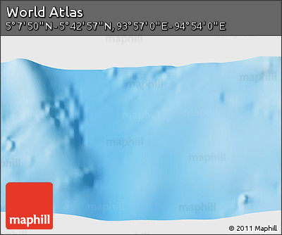 Shaded Relief 3D Map of the Area around 5° 25' 24" N, 94° 25' 30" E