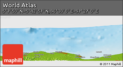 Physical Panoramic Map of the Area around 5° 25' 24" N, 96° 58' 29" E