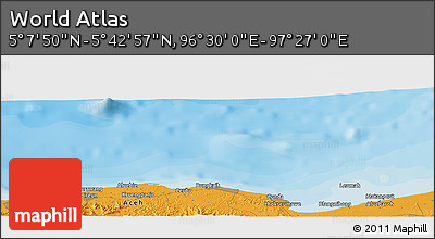 Political Panoramic Map of the Area around 5° 25' 24" N, 96° 58' 29" E