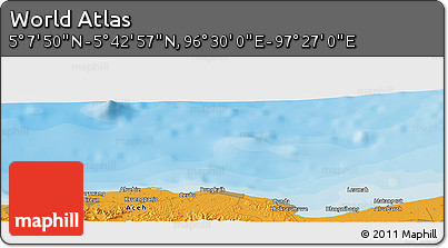 Political Panoramic Map of the Area around 5° 25' 24" N, 96° 58' 29" E