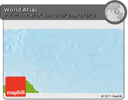 Physical 3D Map of the Area around 5° 25' 24" N, 97° 49' 29" E