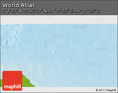 Physical 3D Map of the Area around 5° 25' 24" N, 97° 49' 29" E