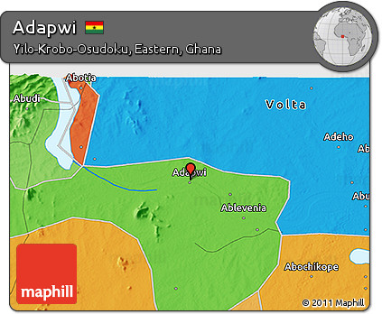 Political 3D Map of Adapwi