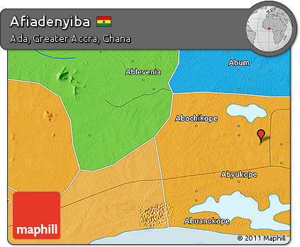 Political 3D Map of Afiadenyiba