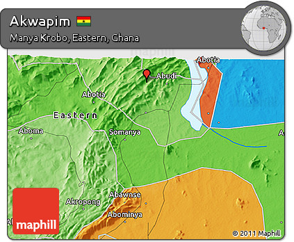 Political 3D Map of Akwapim