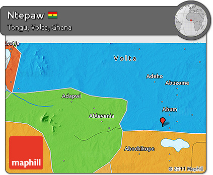 Political 3D Map of Ntepaw
