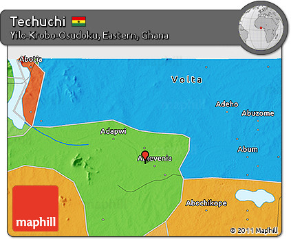 Political 3D Map of Techuchi