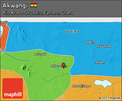 Political 3D Map of Akwangi
