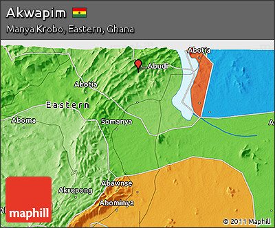 Political 3D Map of Akwapim