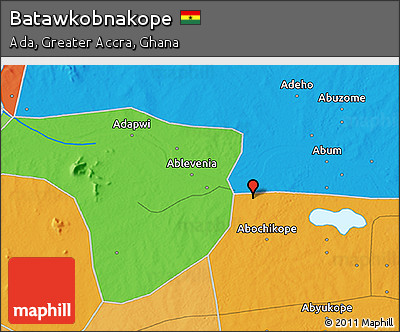 Political 3D Map of Batawkobnakope