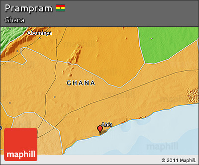 Political 3D Map of Prampram