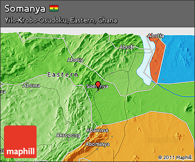 Political 3D Map of Somanya