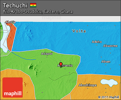 Political 3D Map of Techuchi